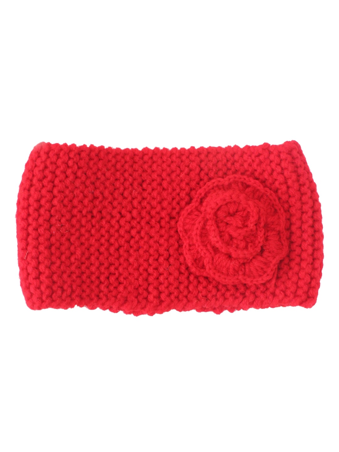 

Woonie Girls Red Solid Knitted Flower Patch Ear Warmer