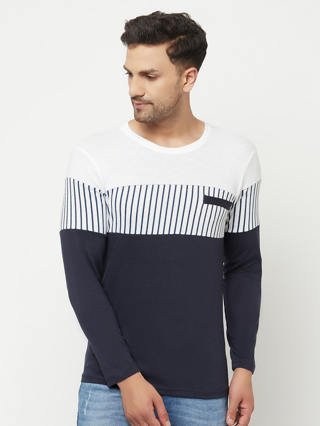 

ELEGANCE Men Multicoloured & anthracite Colourblocked T-shirt, Multi