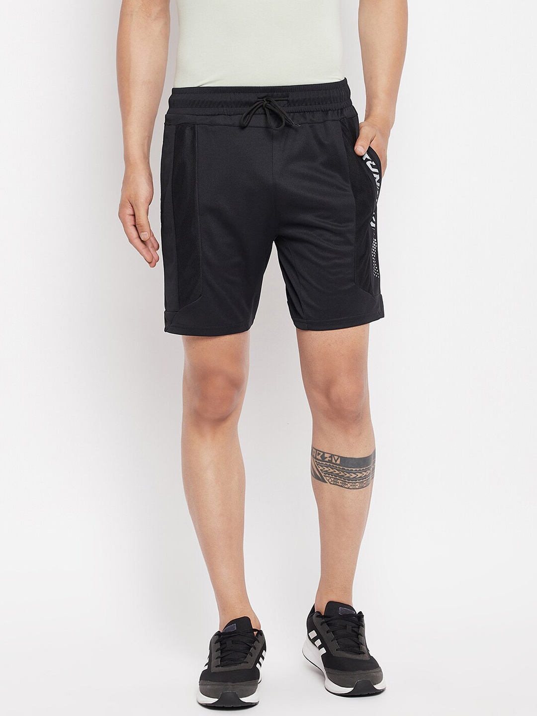

Duke Men Black Striped Slim Fit Sports Shorts