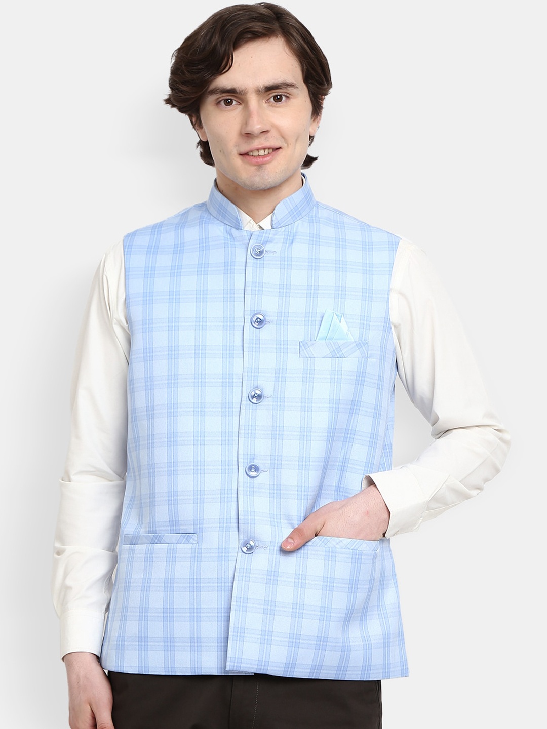 

V-Mart Men Blue Self-Design Nehru Jackets