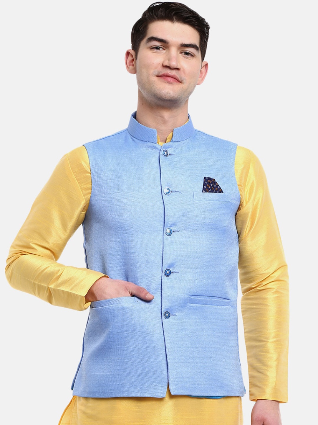 

V-Mart Men Blue Solid Nehru Jackets