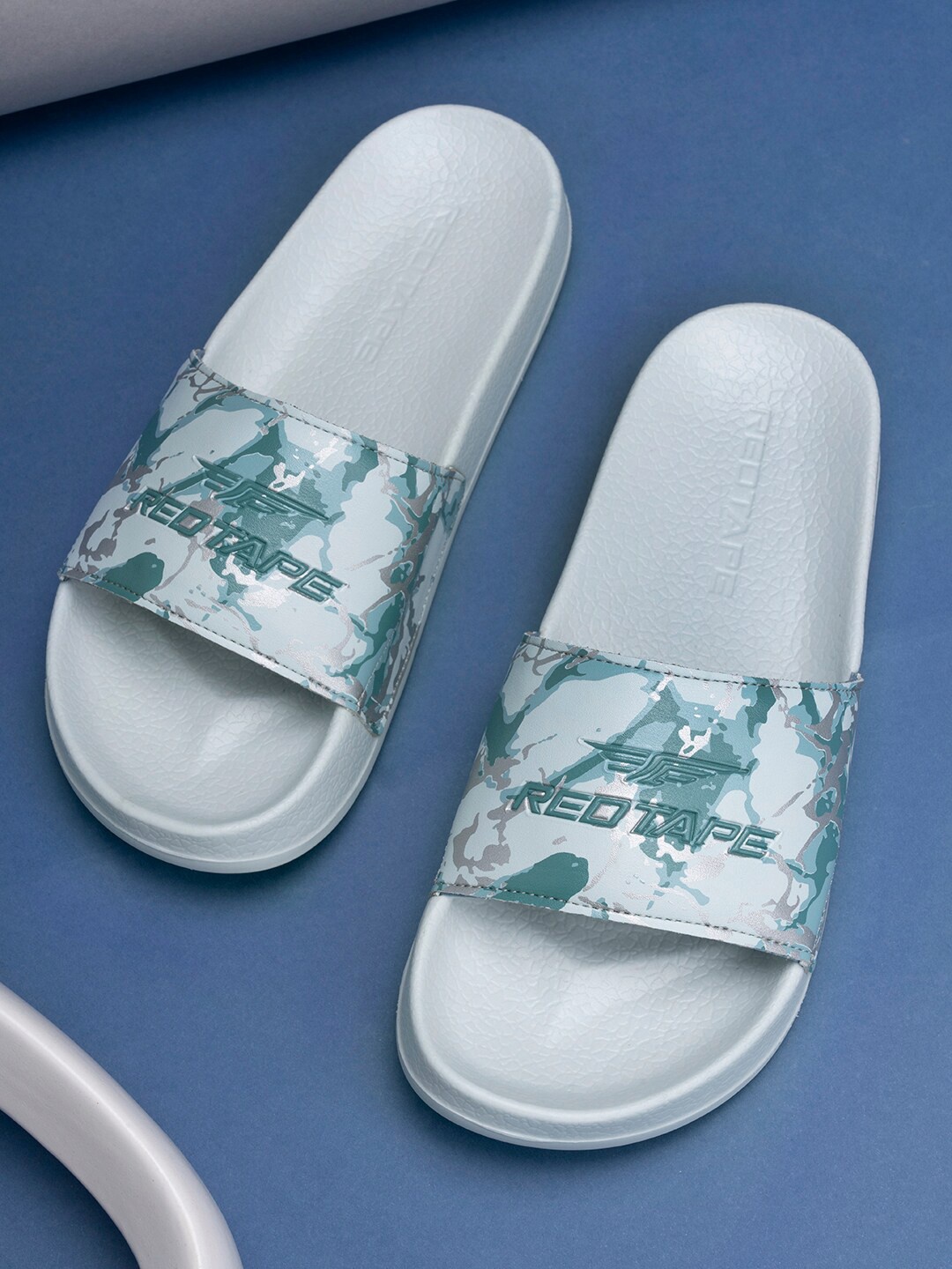 

Red Tape Women Blue & White Rubber Sliders