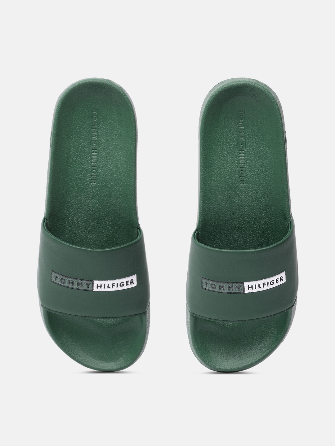 

Tommy Hilfiger Men Green Embroidered Sliders