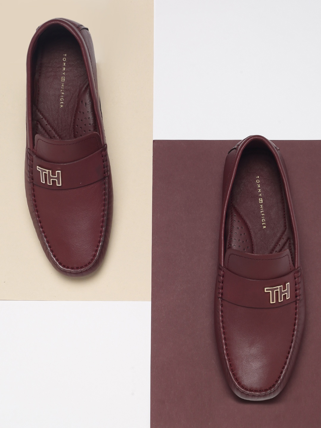 

Tommy Hilfiger Men Maroon Solid Slip-On Loafers