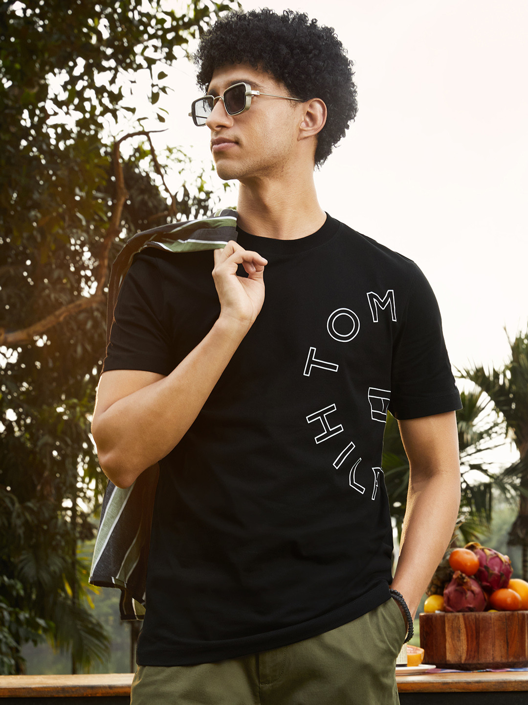 

Tommy Hilfiger Men Black Typography Printed Pure Cotton Casual T-shirt