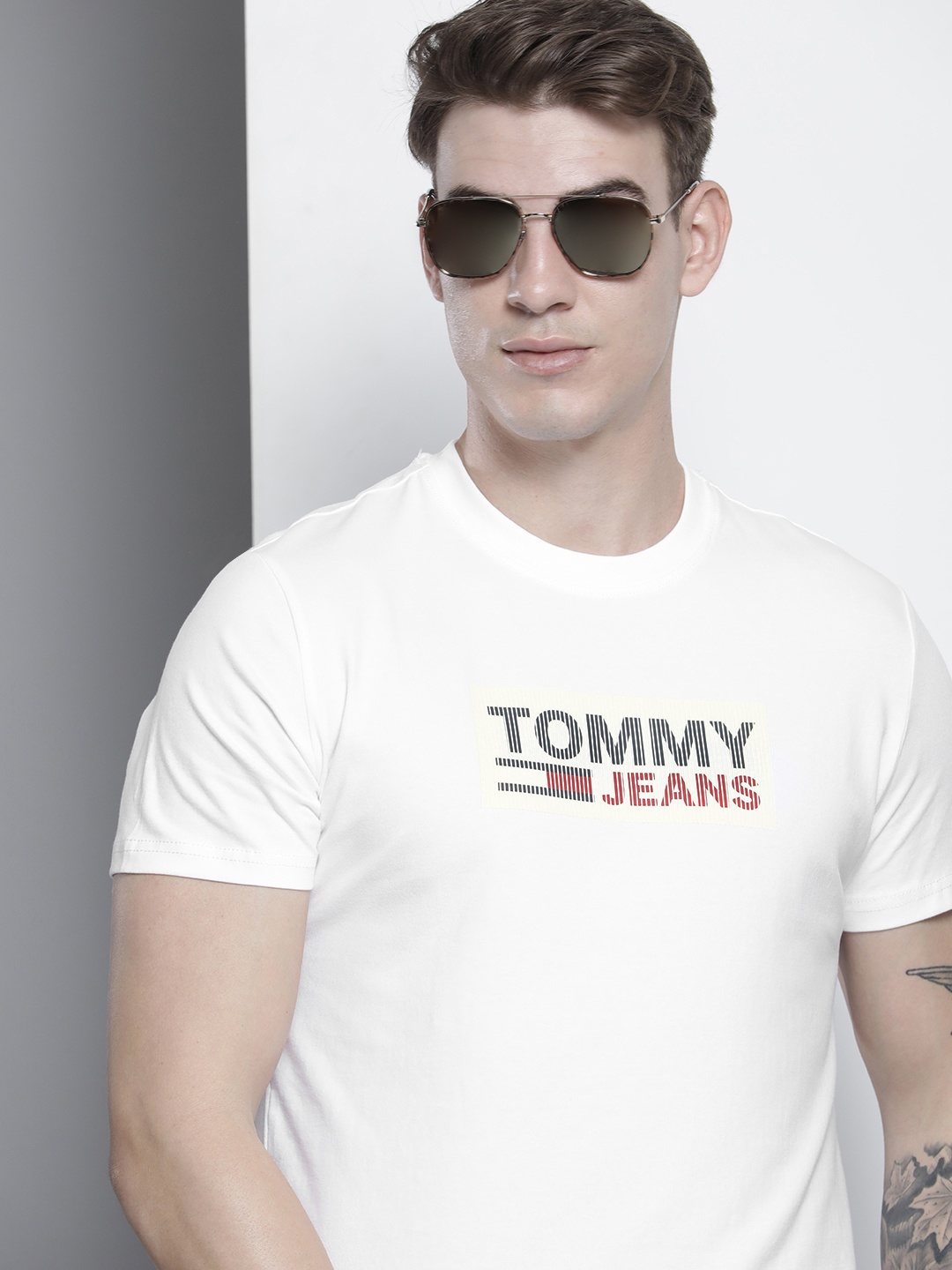 Tommy Hilfiger Men White Typography Printed T-shirt