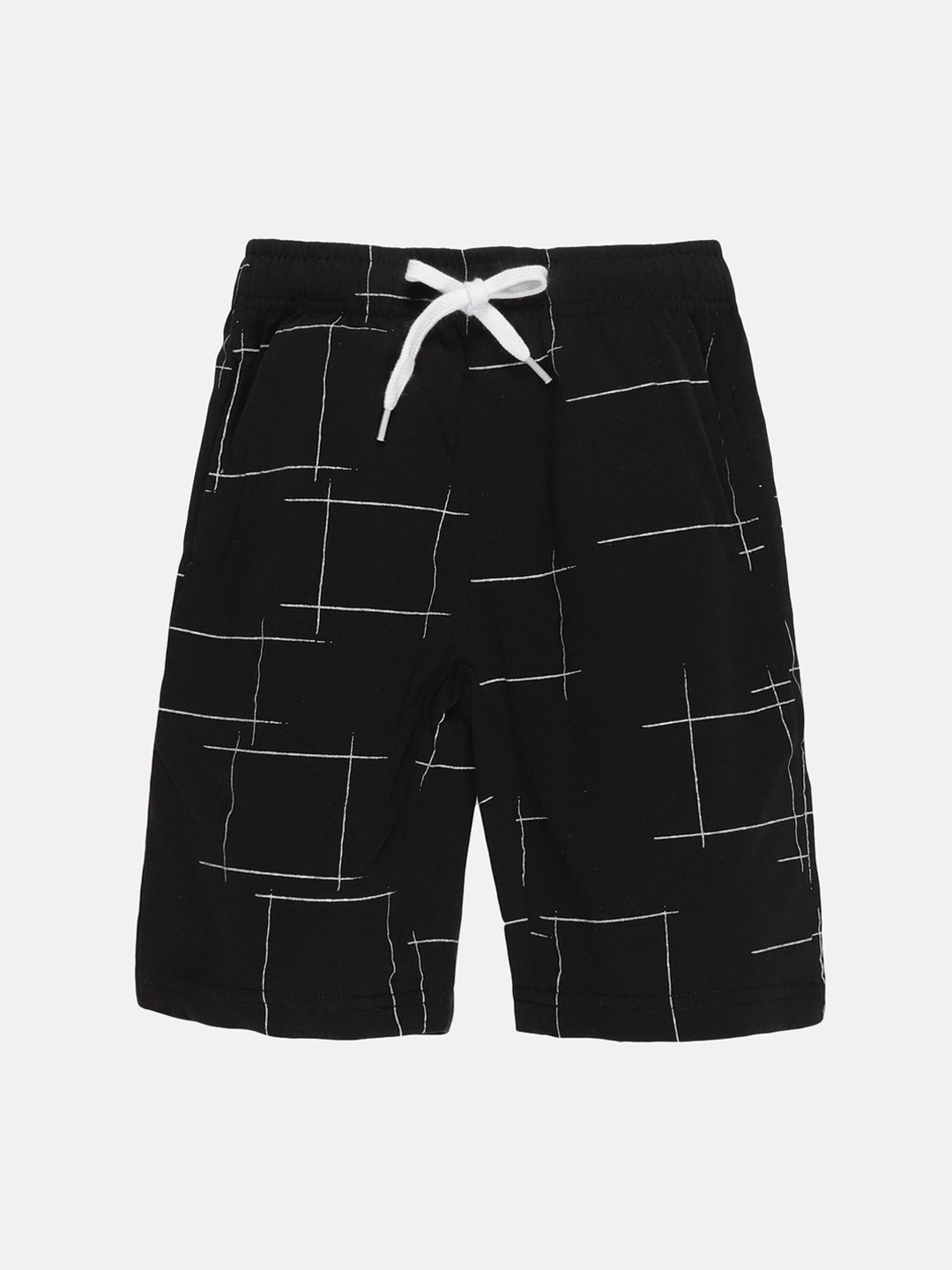 

KiddoPanti Boys Black Printed Shorts