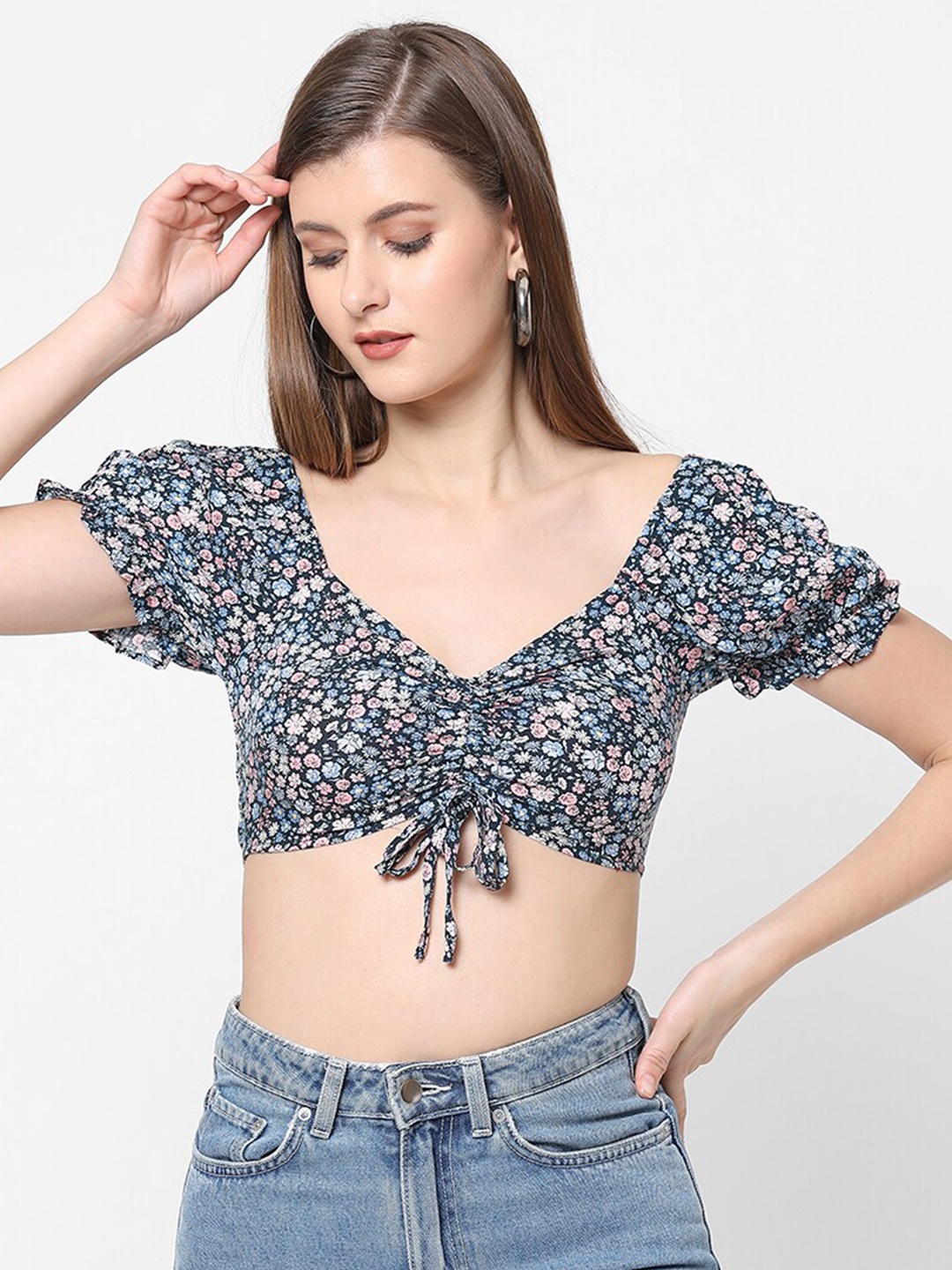 

VASTRADO Multicoloured Floral Print Crop Top, Multi