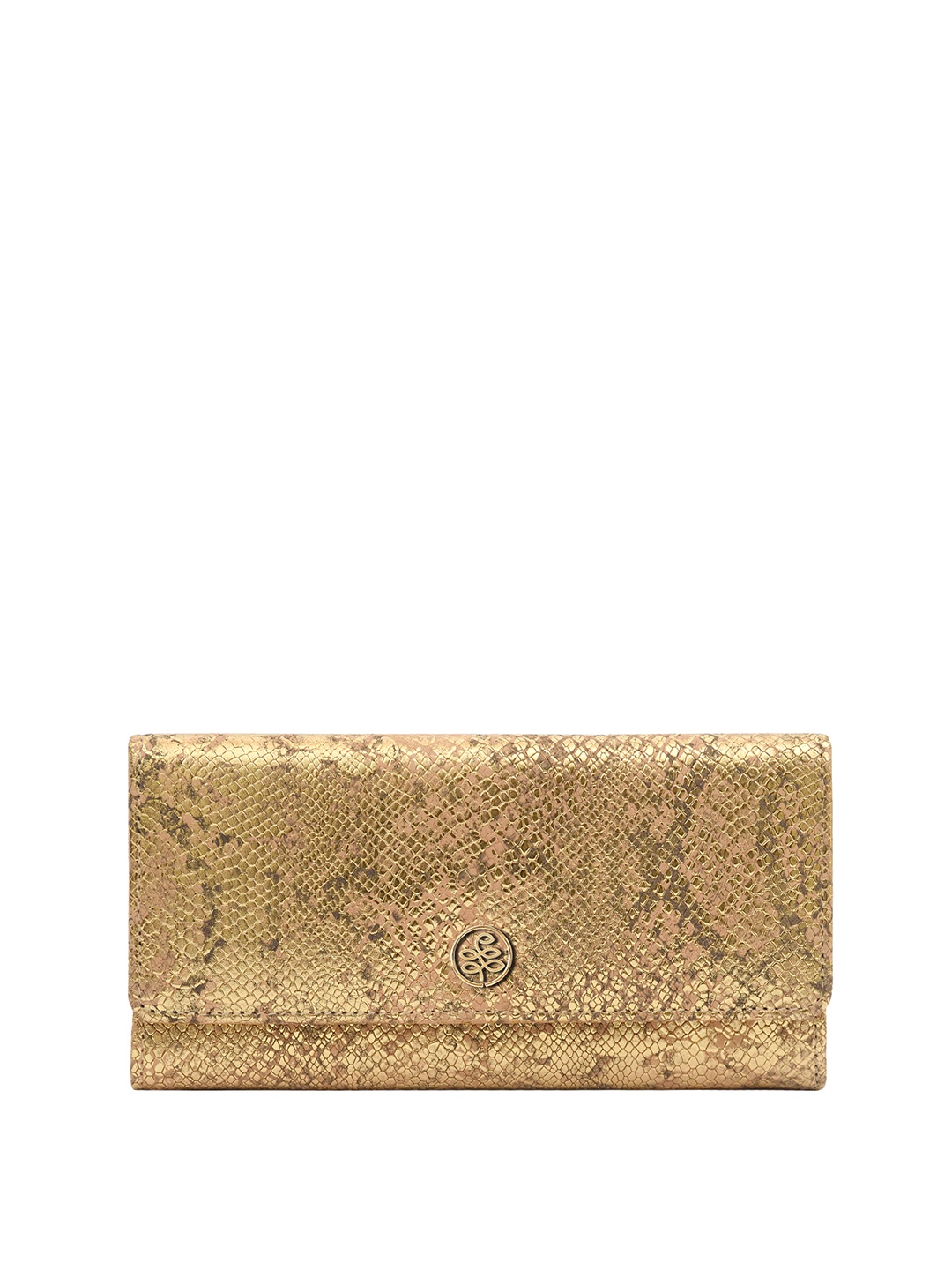 

Eske Women Gold-Toned Textured Leather Three Fold Wallet