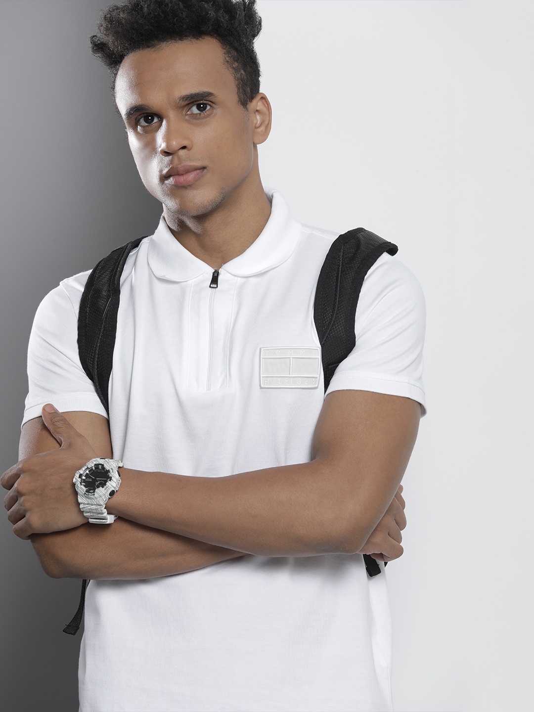 

Tommy Hilfiger Men White Polo Collar Pure Cotton Slim Fit T-shirt