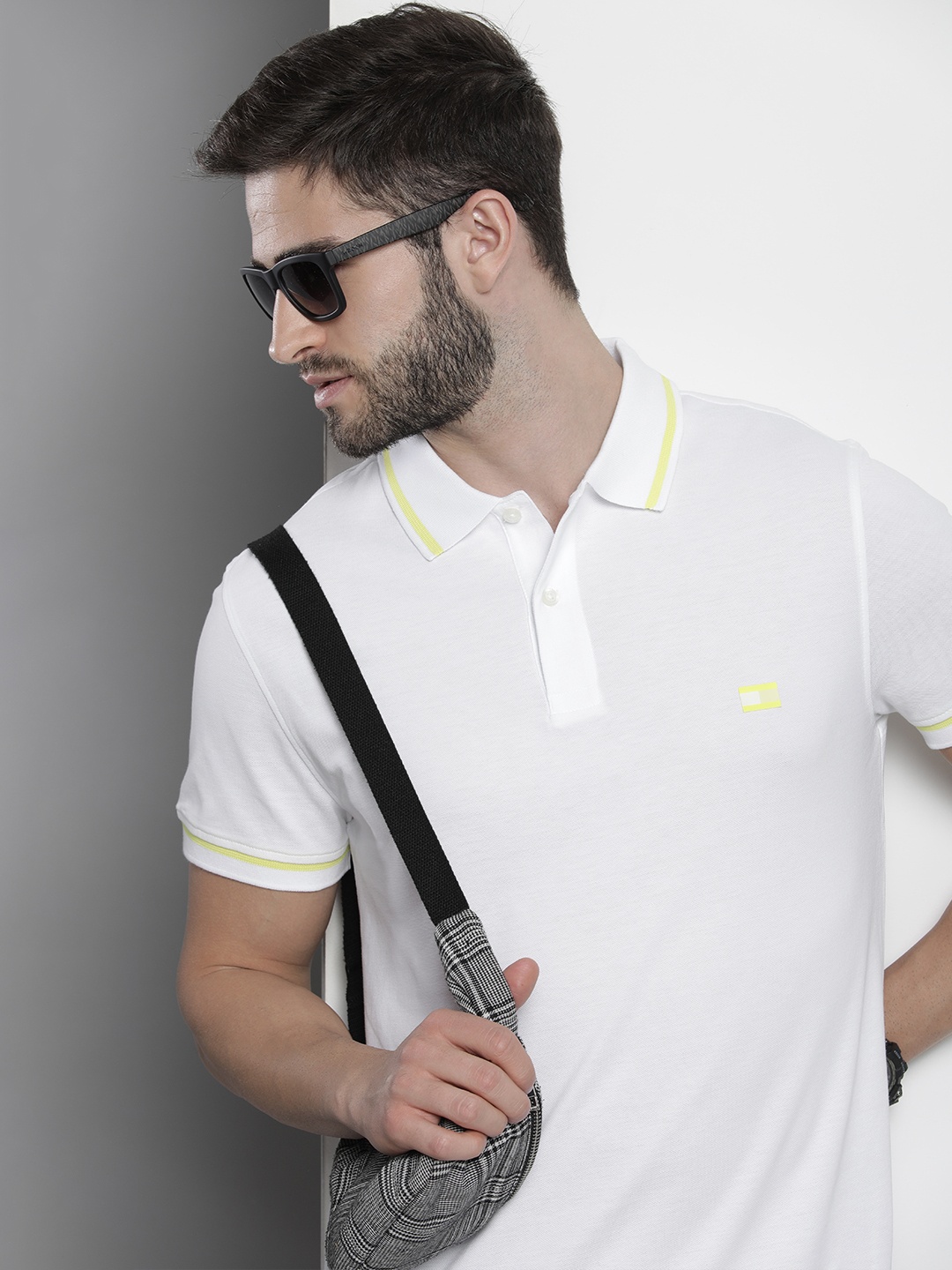 

Tommy Hilfiger Men White Polo Collar Pure Cotton Slim Fit T-shirt