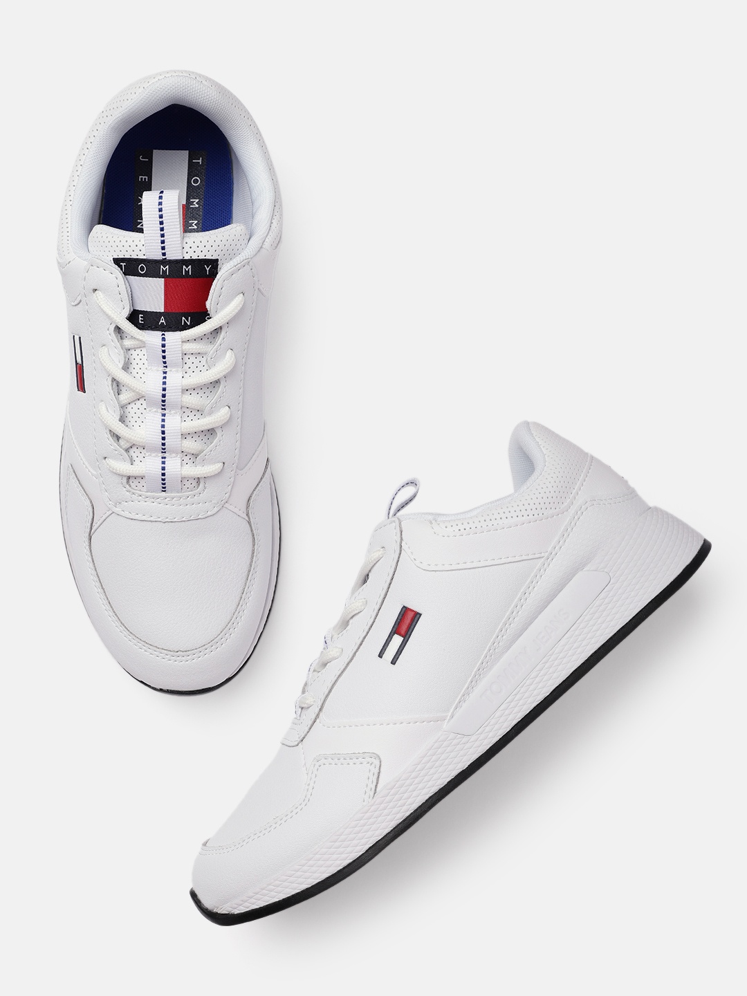 

Tommy Hilfiger Men White FLEXI RUNNER Leather Sneakers