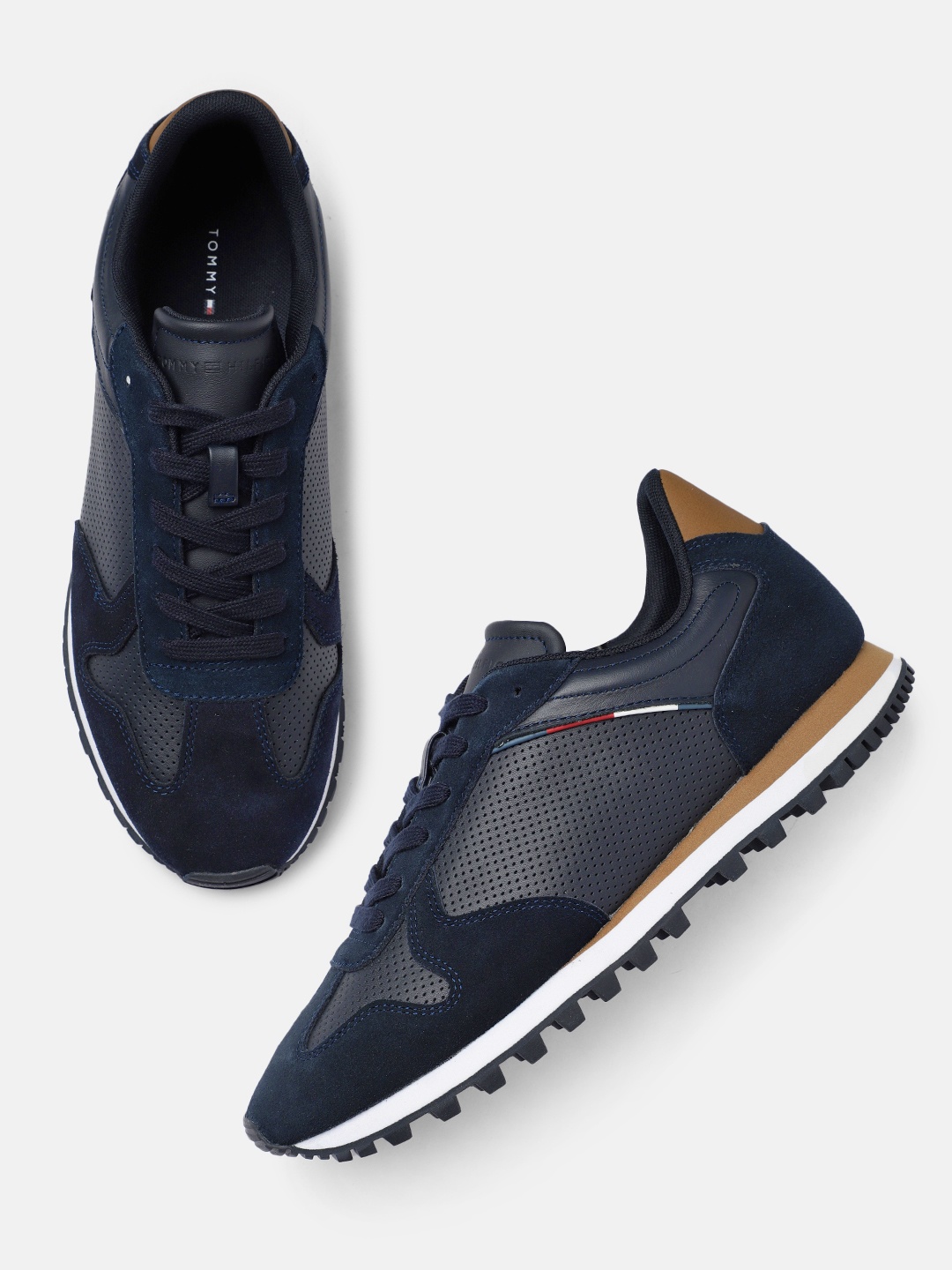 

Tommy Hilfiger Men Navy Blue Leather Sneakers