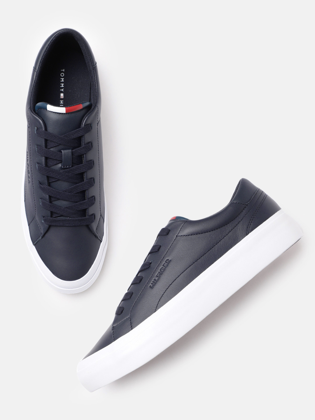 

Tommy Hilfiger Men Navy Blue Leather Sneakers