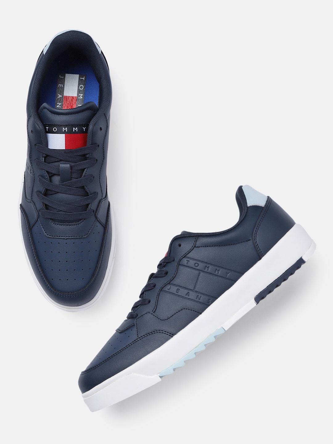 

Tommy Hilfiger Men Navy Blue Leather Sneakers