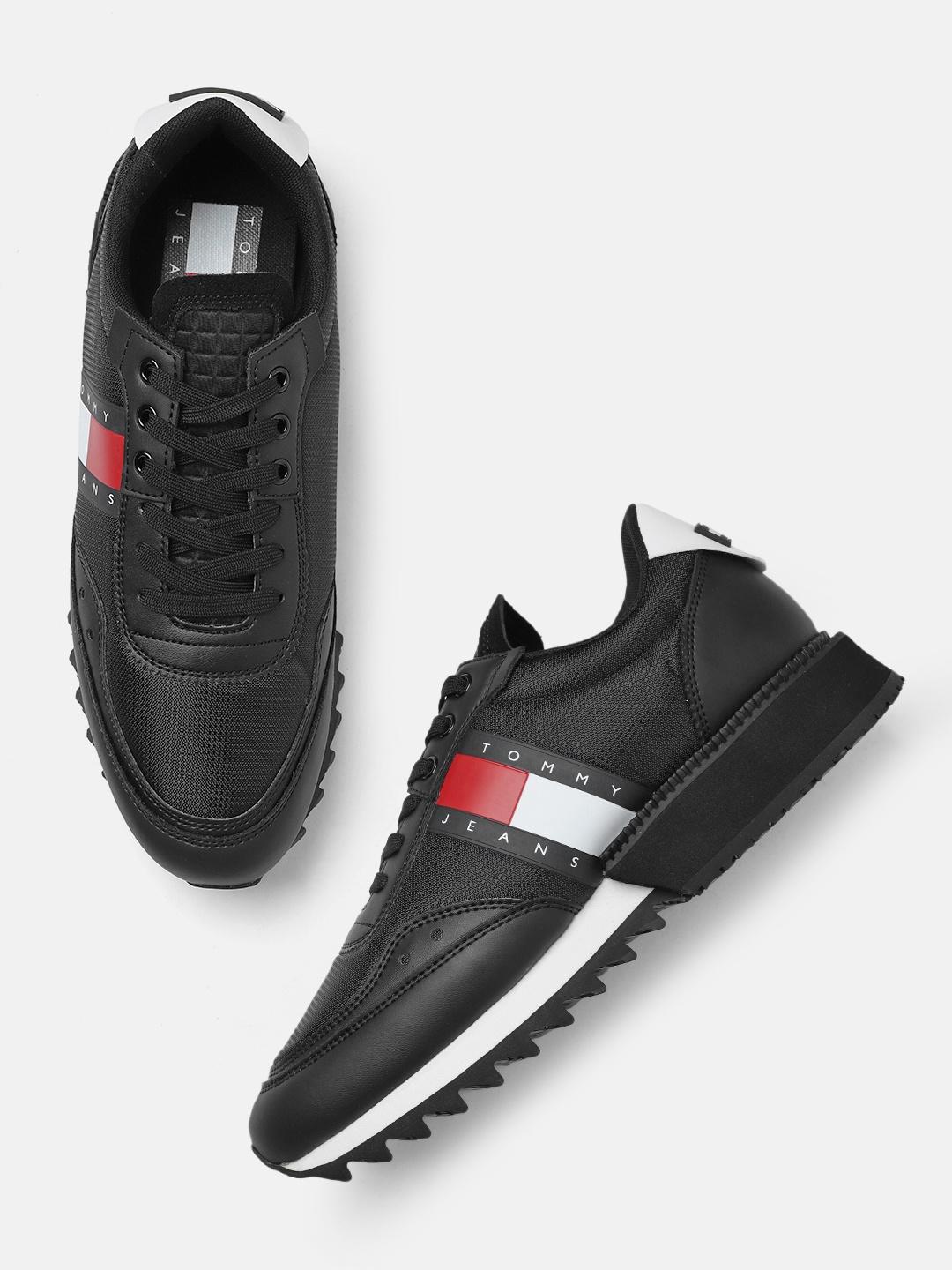 

Tommy Hilfiger Men Black Track Cleat Leather Sneakers