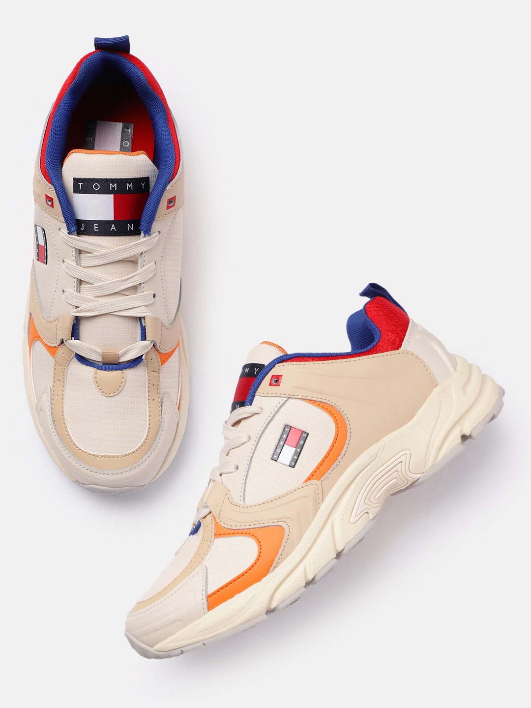 

Tommy Hilfiger Men Beige Solid Leather Sneakers