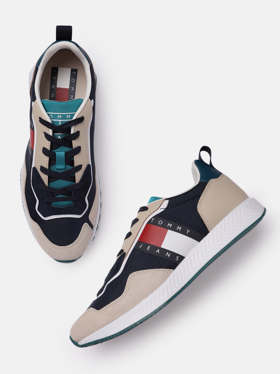 

Tommy Hilfiger Men Beige Colourblocked TRACK CLEAT Sneakers