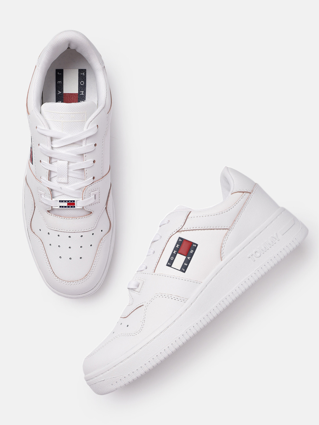 

Tommy Hilfiger Men White ETCH BASKET Leather Sneakers