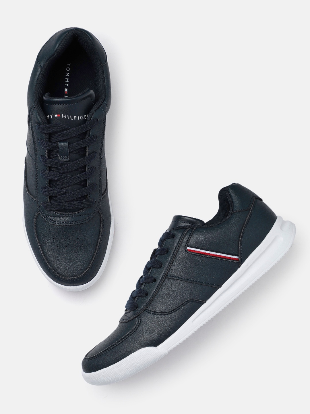 

Tommy Hilfiger Men Navy Blue Leather Sneakers