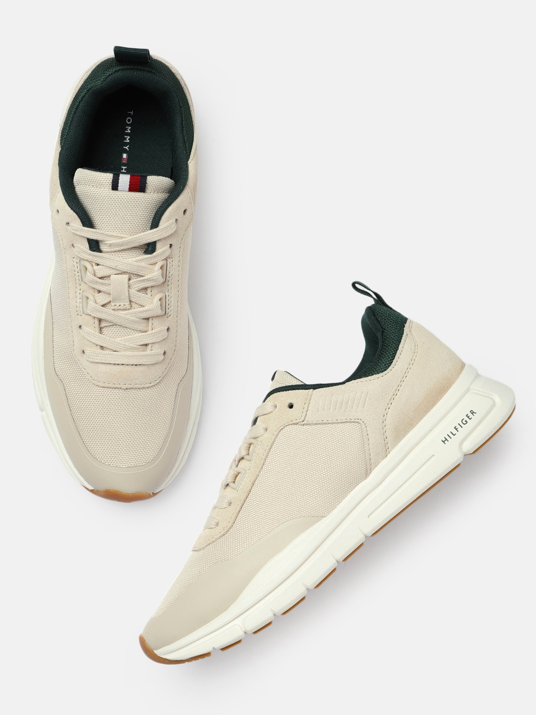 

Tommy Hilfiger Men Beige Leather Sneakers