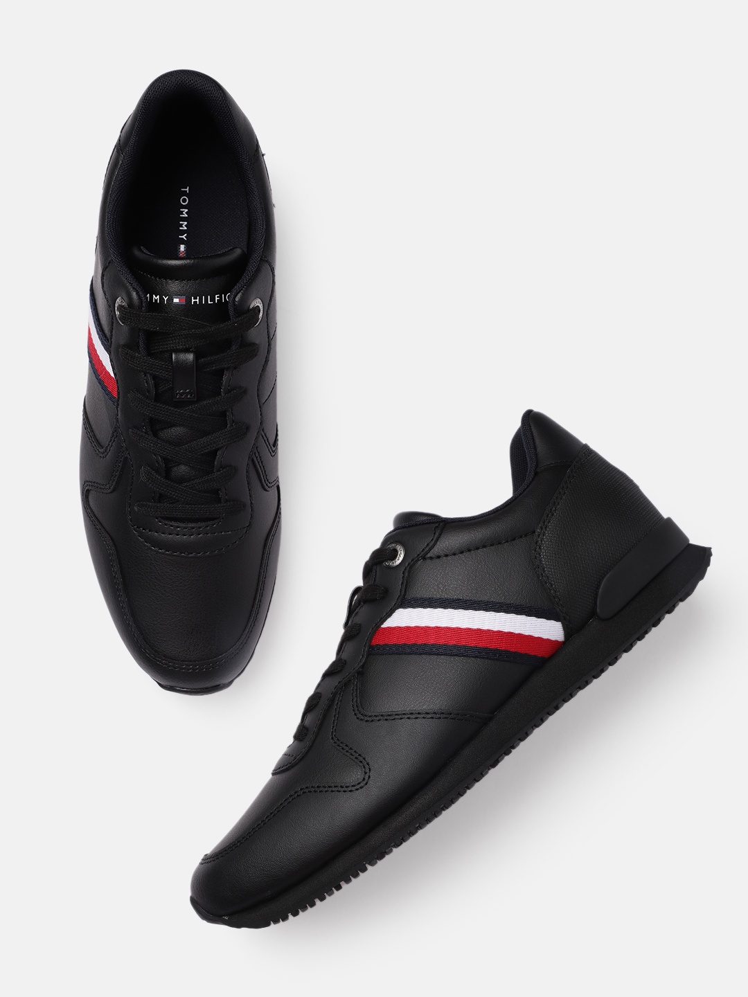 

Tommy Hilfiger Men Black Leather Sneakers