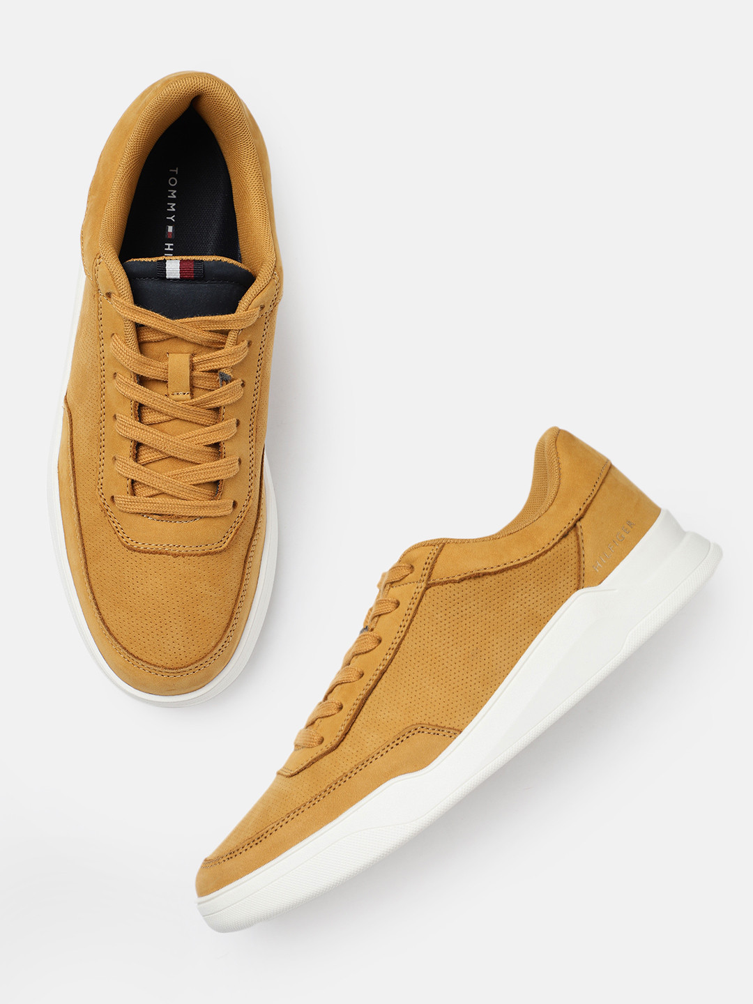 

Tommy Hilfiger Men Mustard Yellow Leather Sneakers