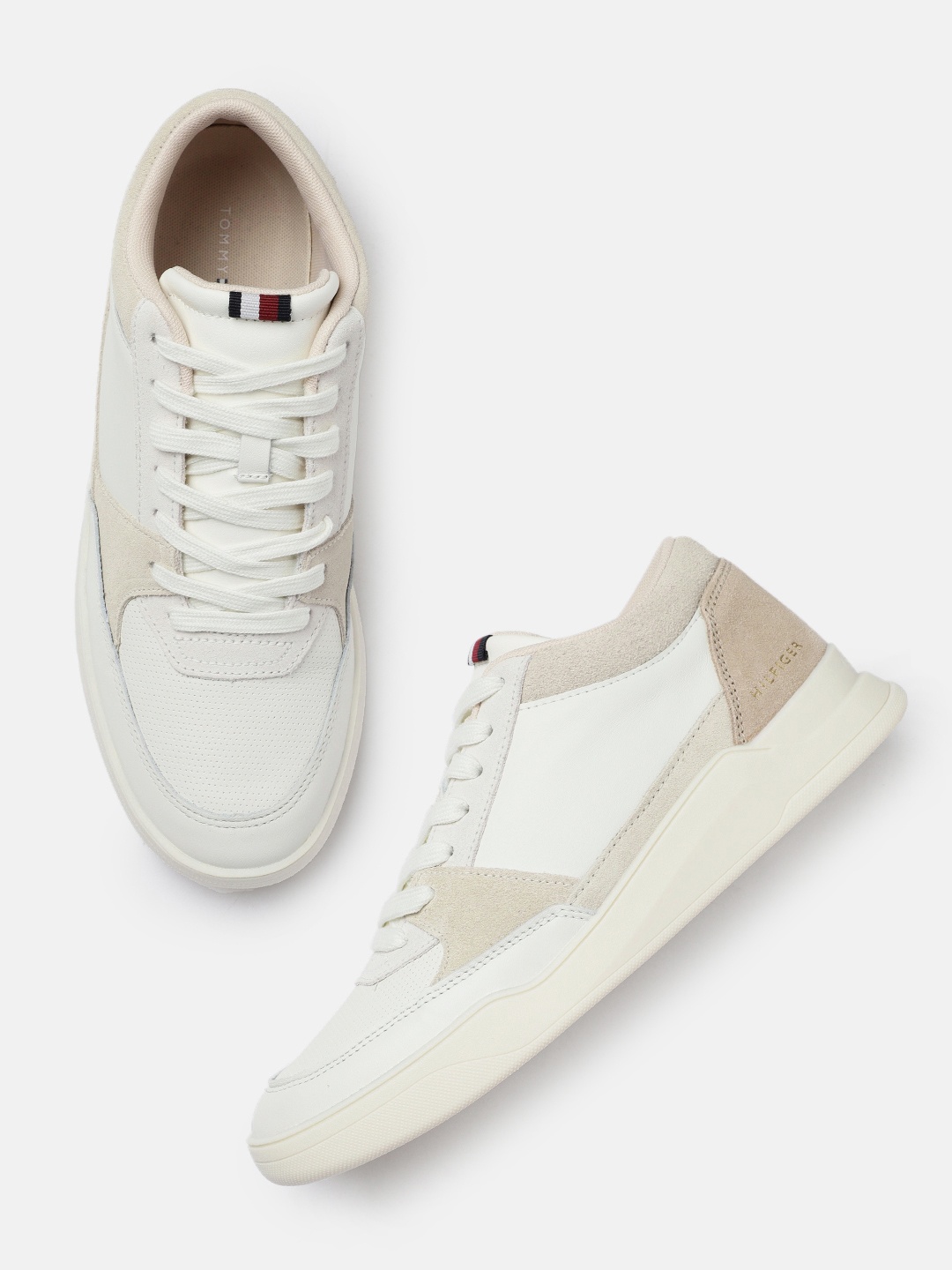 

Tommy Hilfiger Men Off White Perforations Leather Sneakers