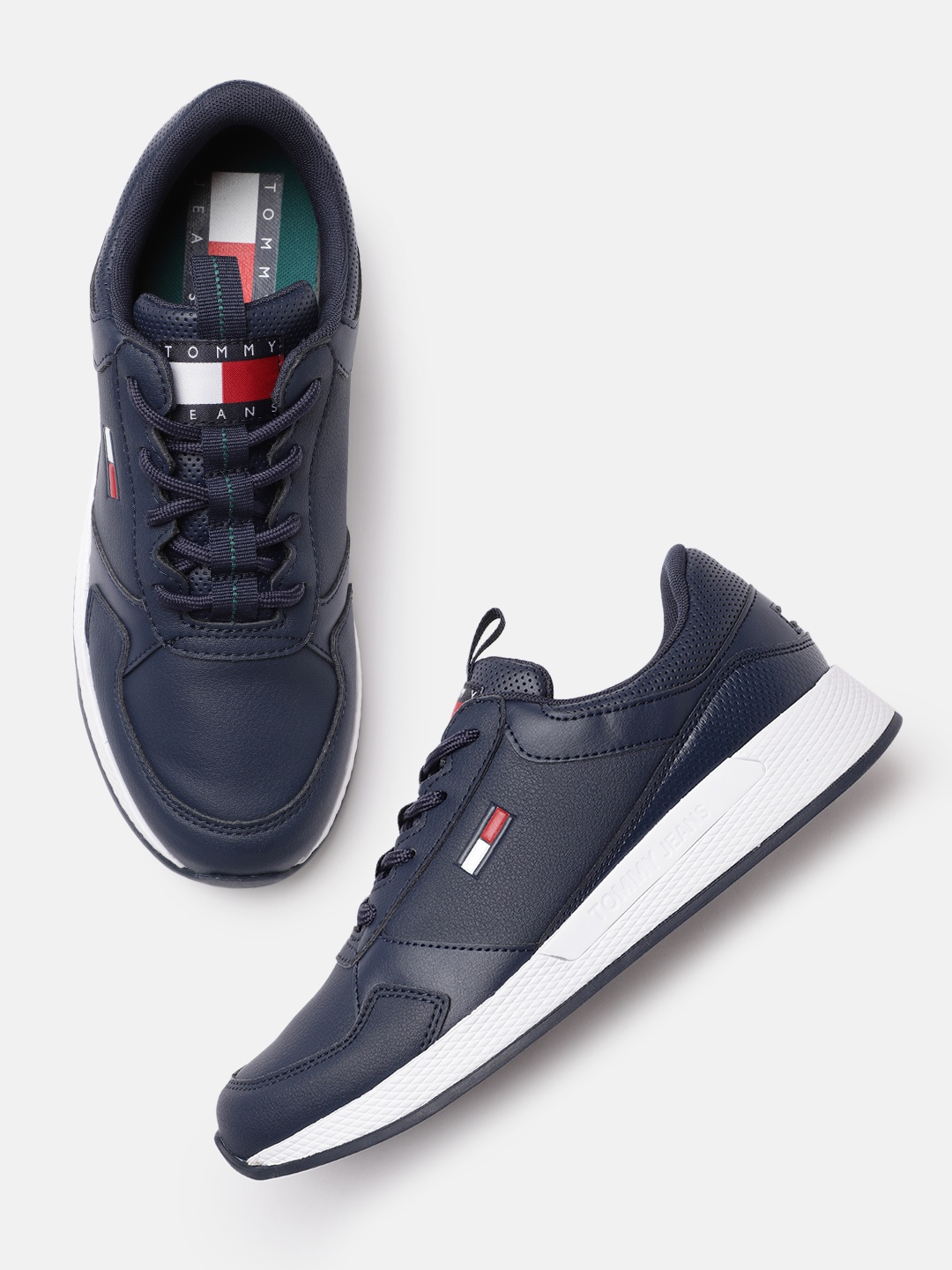 

Tommy Hilfiger Men Navy Blue Leather Sneakers