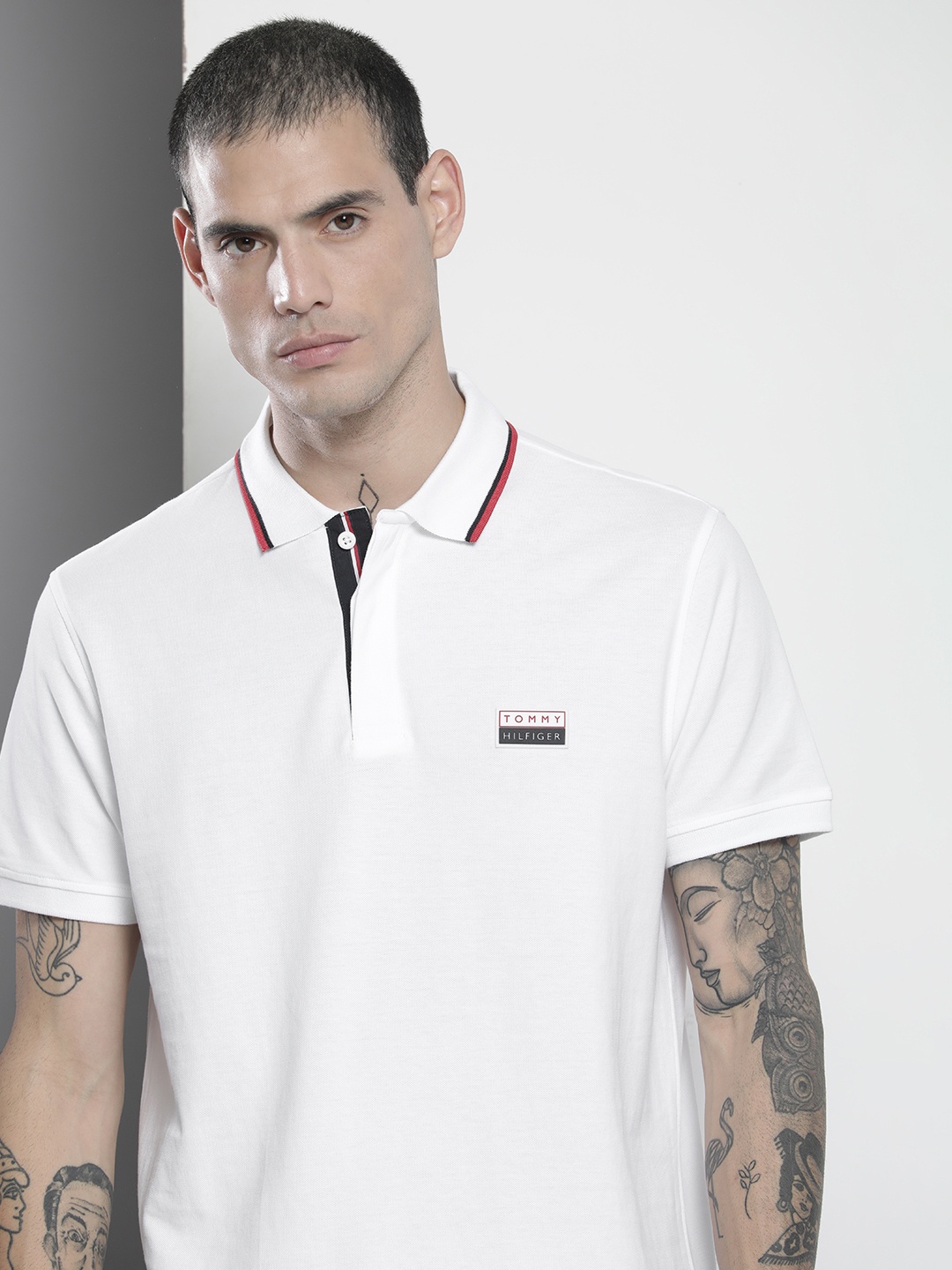 

Tommy Hilfiger Men White Polo Collar T-shirt