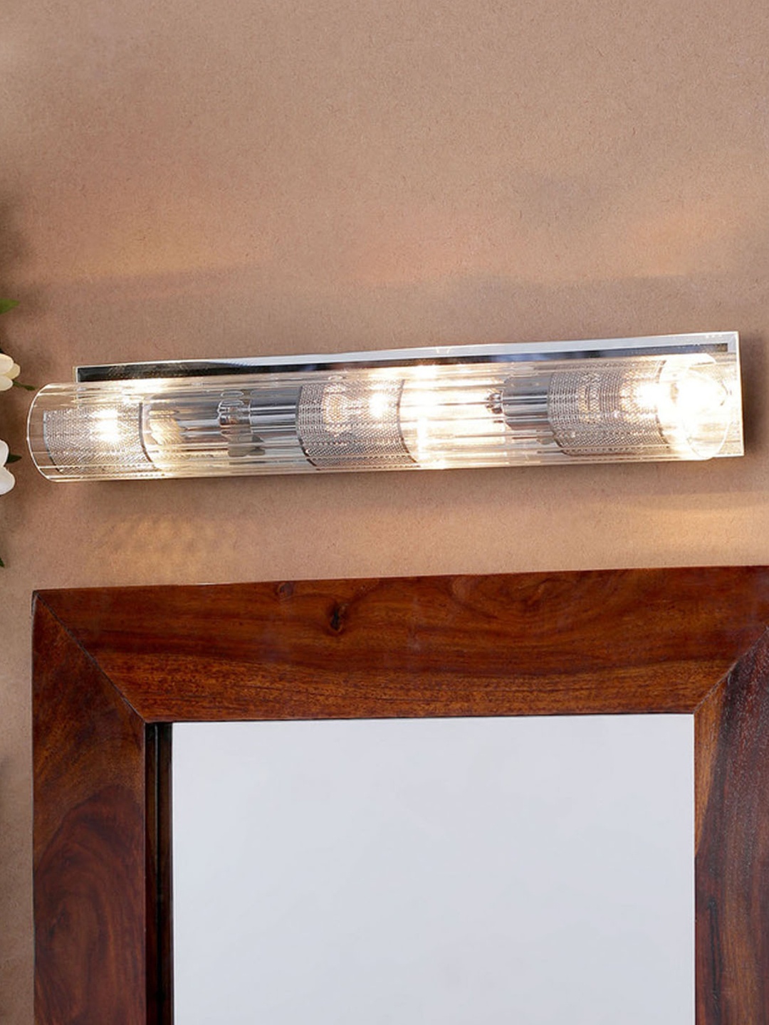 

THE LIGHT STORE Silver & Steel-Toned Striped Wall Lamp