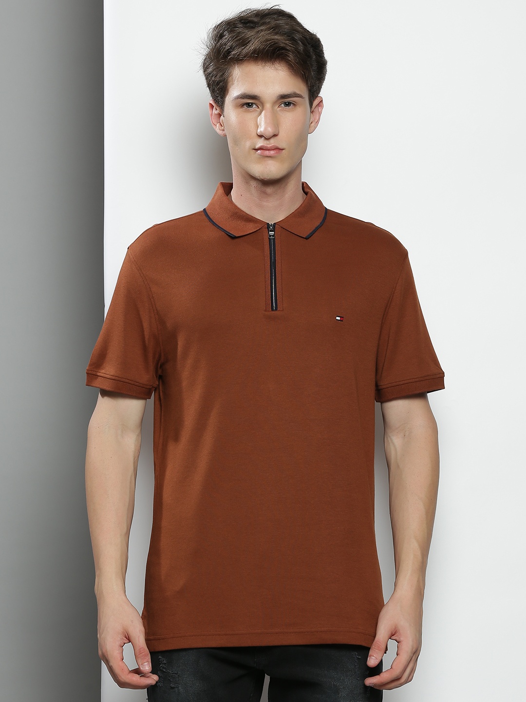 

Tommy Hilfiger Men Brown Polo Collar T-shirt