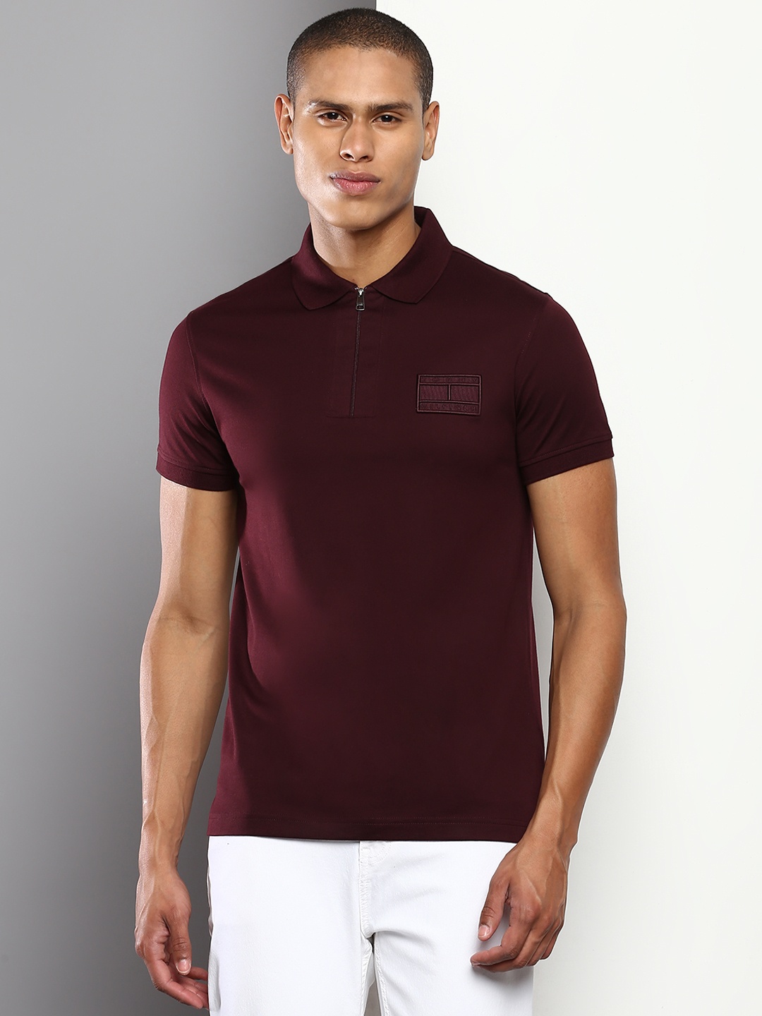 

Tommy Hilfiger Men Solid Polo Collar Slim Fit T-shirt, Burgundy