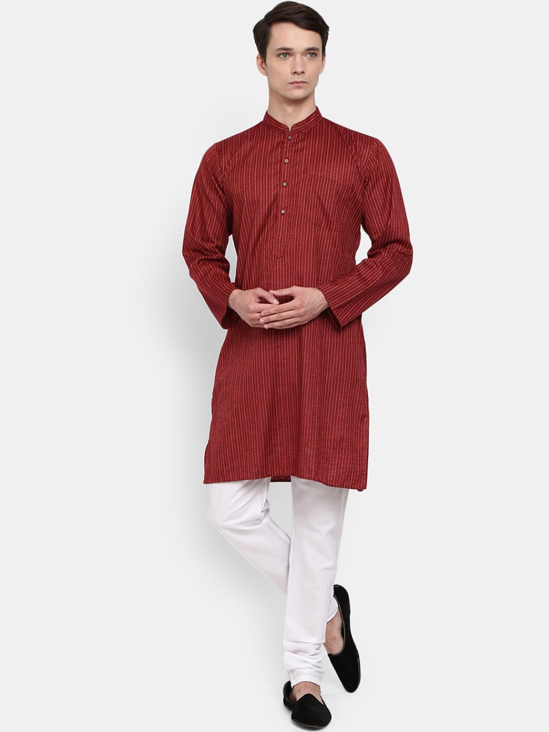 

V-Mart Men Maroon Pure Cotton Kurta with Churidar
