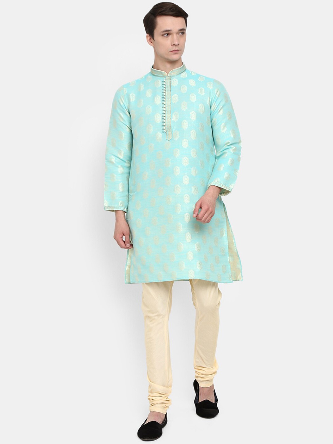 

V-Mart Men Blue Ethnic Motifs Pure Cotton Kurta with Churidar