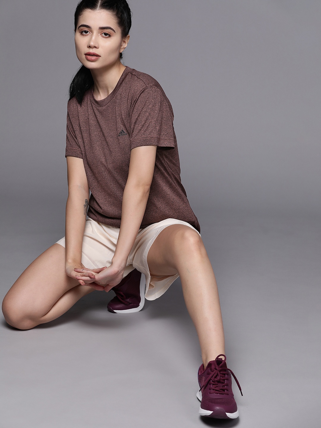 

ADIDAS Women Brown Melange P Tee Mix AJ T-shirt