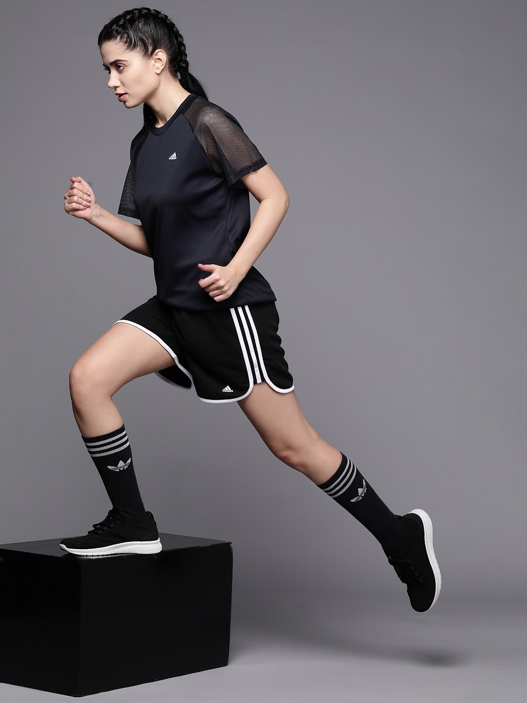 

ADIDAS Women Navy Blue Prime Tee Co AJ T-shirt
