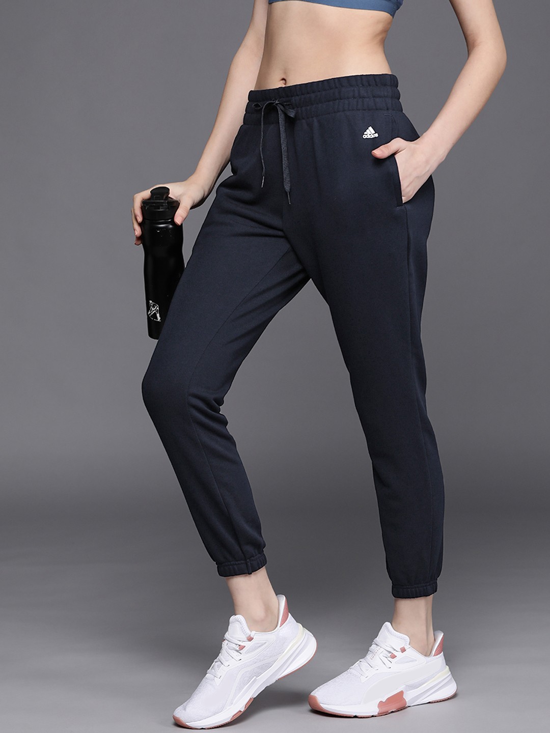 

ADIDAS Women Navy Blue Solid E TRACK PANT AJ Knitted Joggers