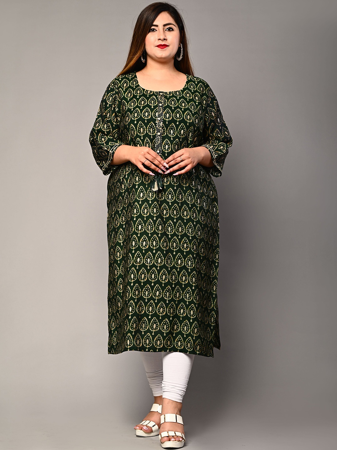 

Swasti Women Green Ethnic Motifs Printed Floral Kurta