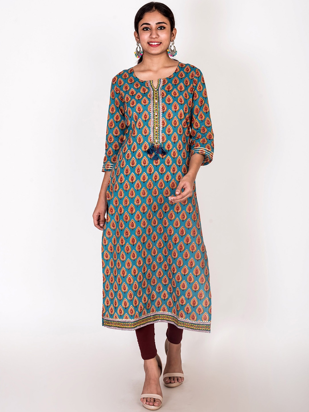 

Swasti Women Blue Ethnic Motifs Printed Floral Kurta