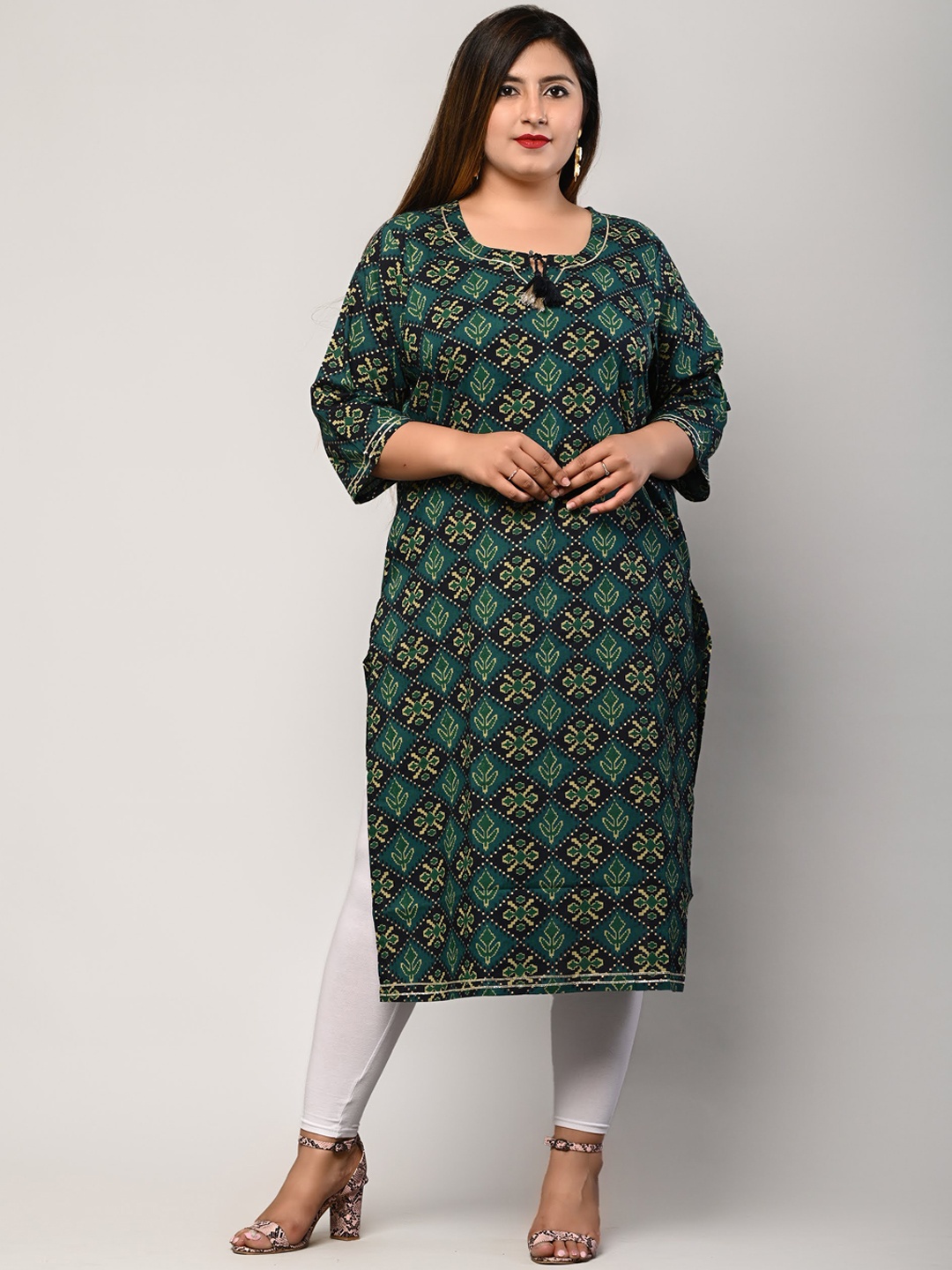 

Swasti Women Green Ethnic Motifs Printed Floral Kurta