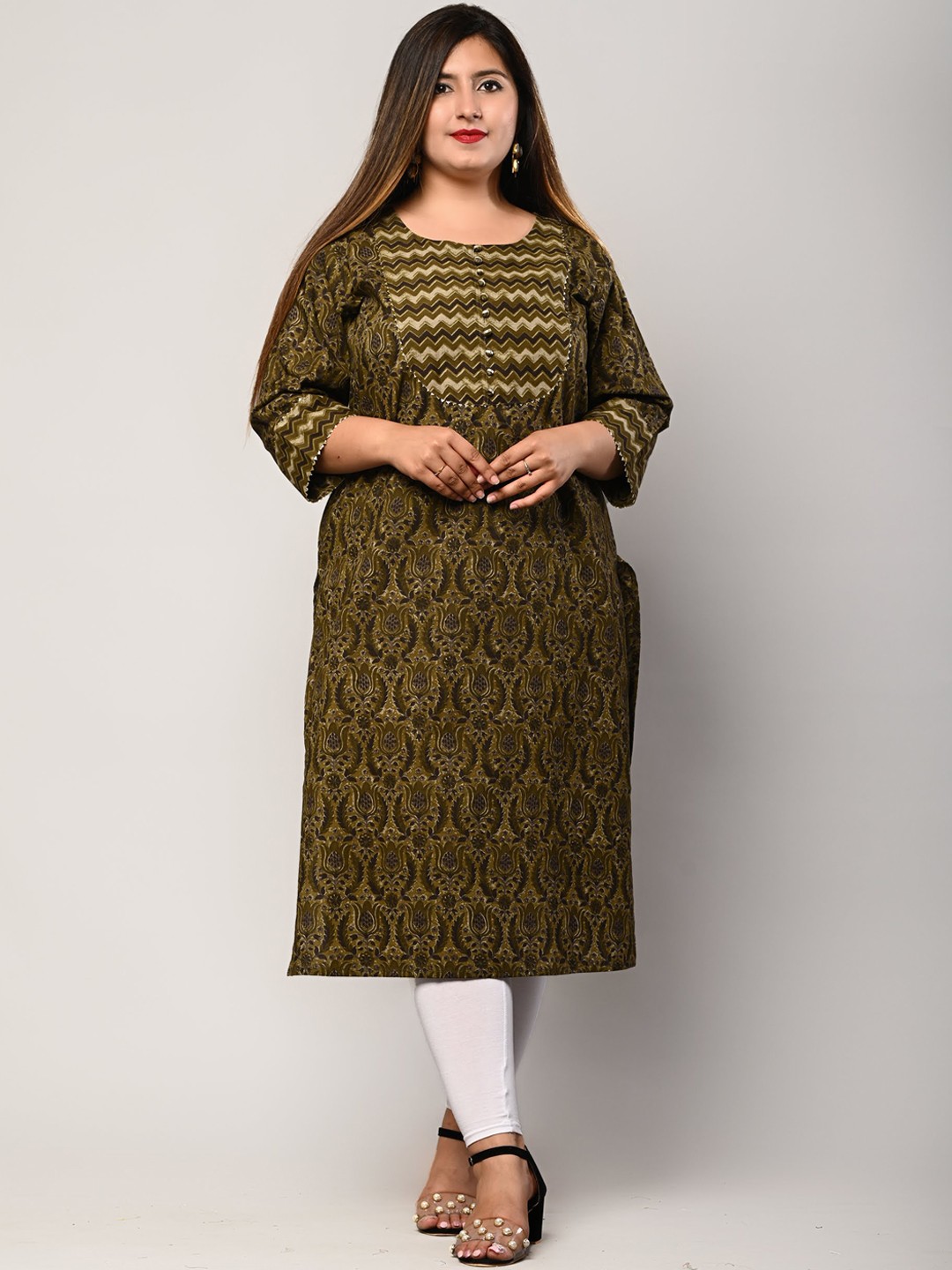 

Swasti Women Green Ethnic Motifs Floral Kurta