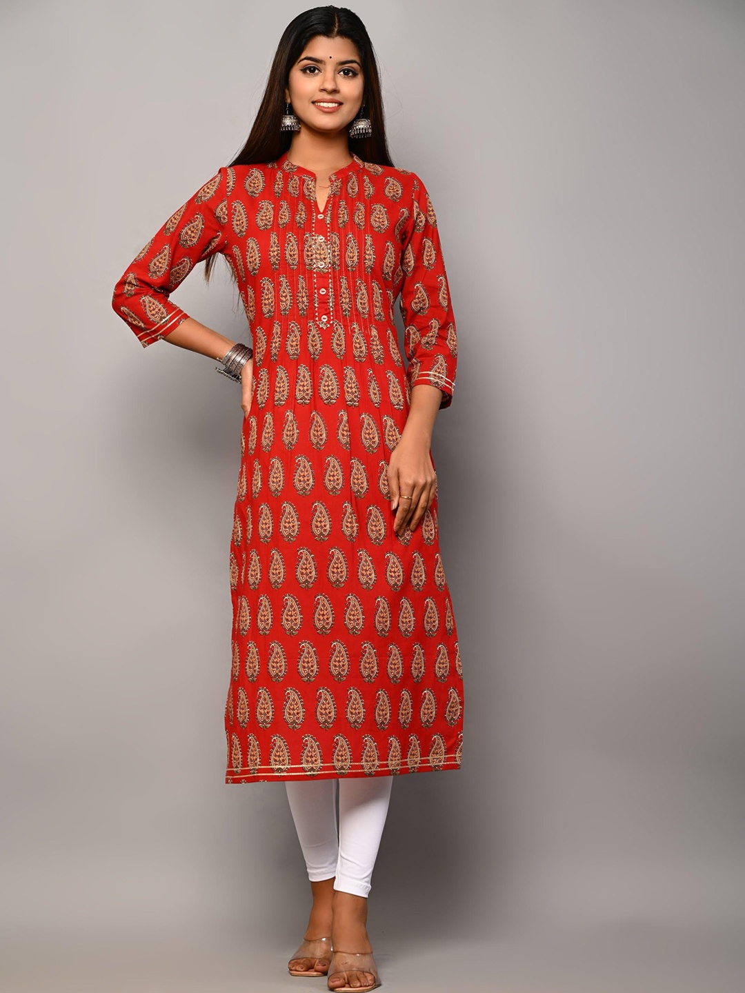 

Swasti Women Red Ethnic Motifs Printed Floral Kurta