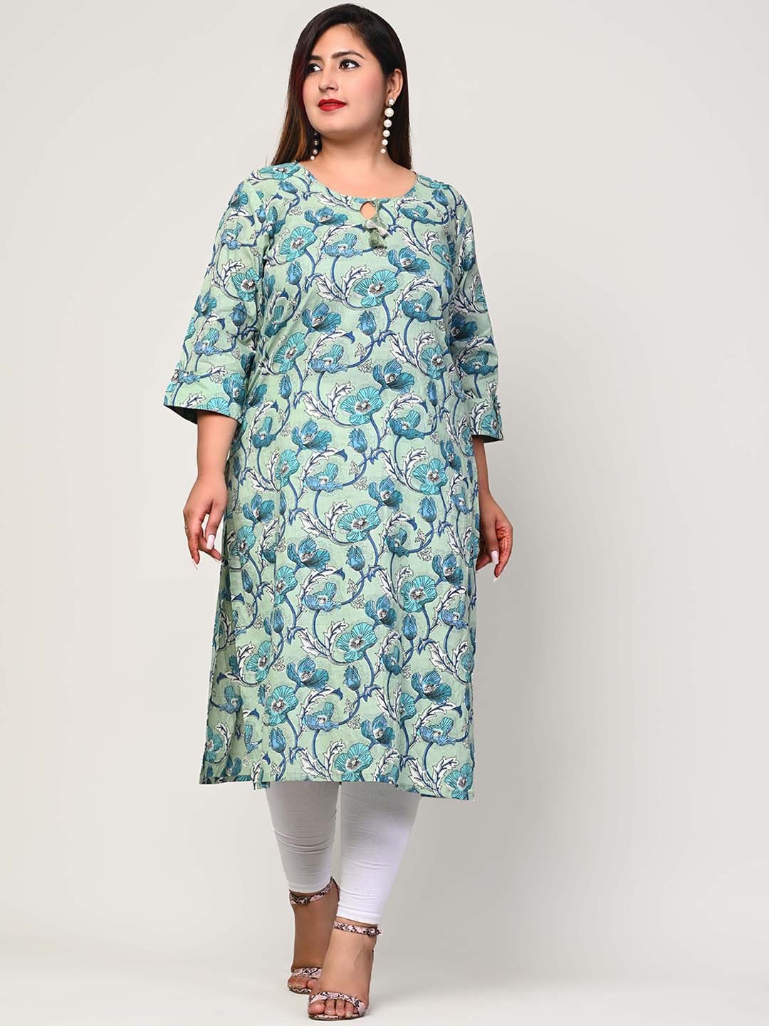 

Swasti Women Sea Green Floral Printed Floral Kurta