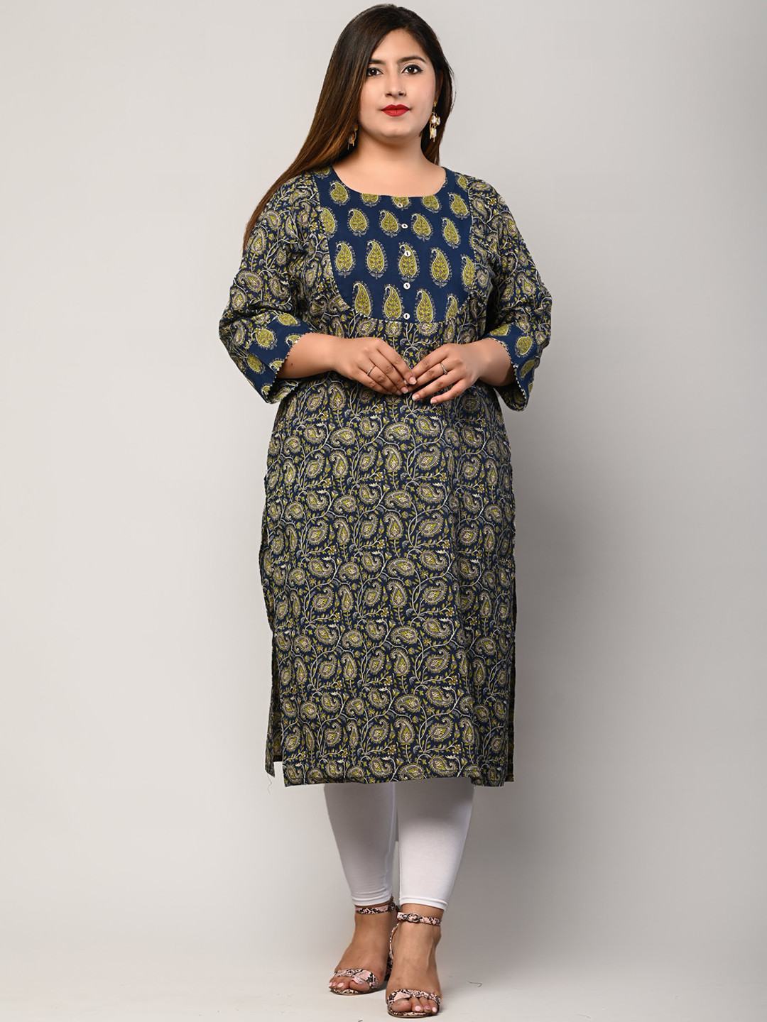 

Swasti Women Blue Ethnic Motifs Floral Kurta