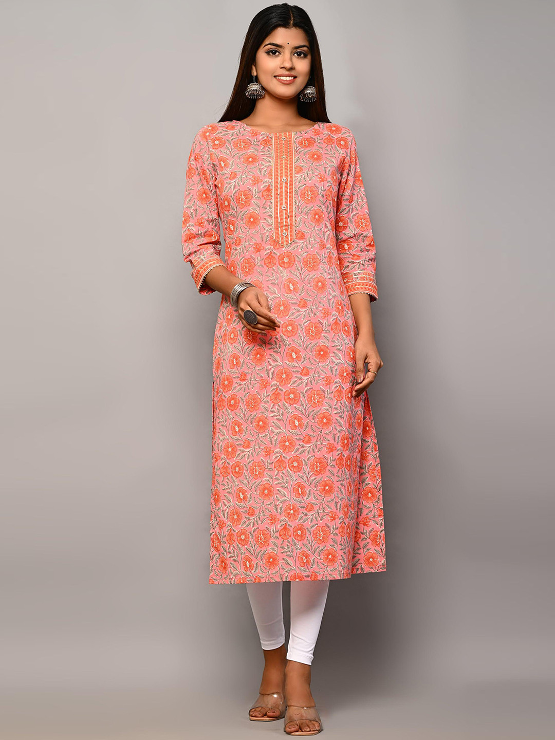 

Swasti Women Pink Floral Printed Floral Kurta
