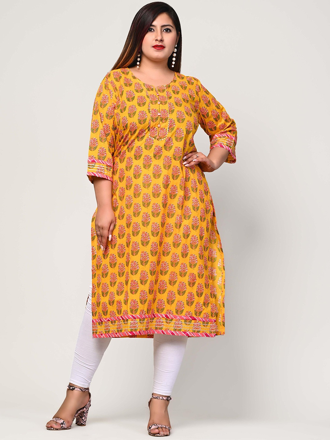 

Swasti Women Yellow Printed Floral Kurta