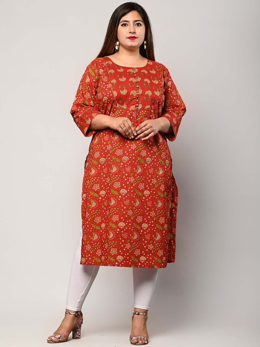 

Swasti Women Red Ethnic Motifs Printed Floral Kurta