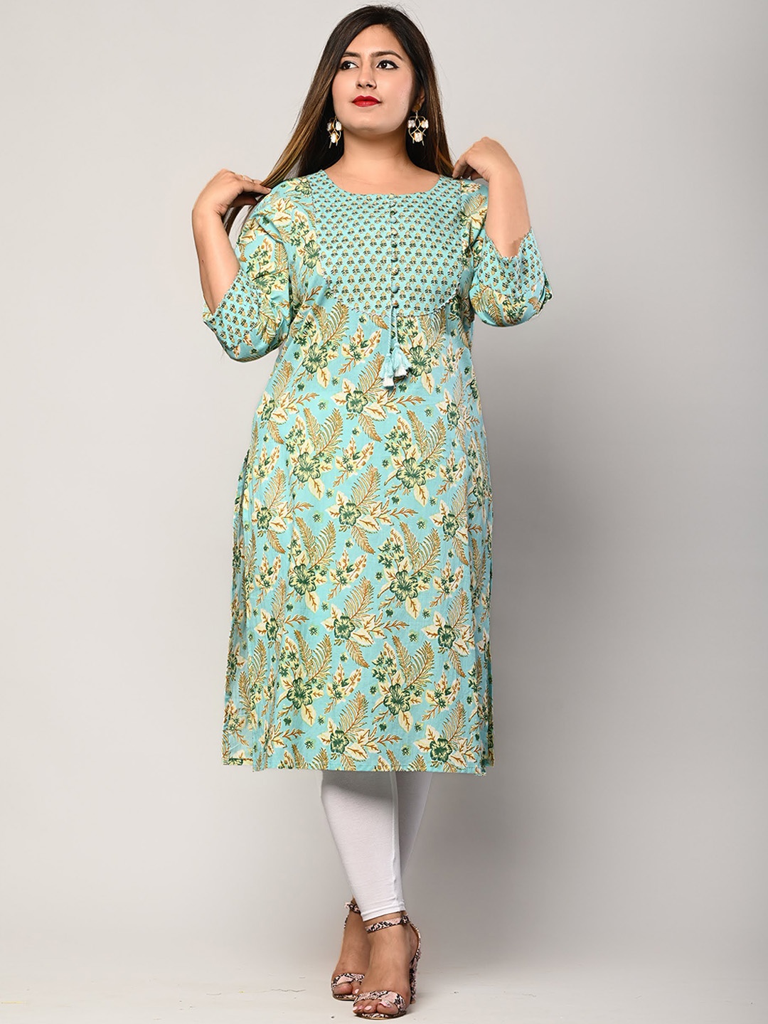 

Swasti Women Green Floral Printed Floral Kurta