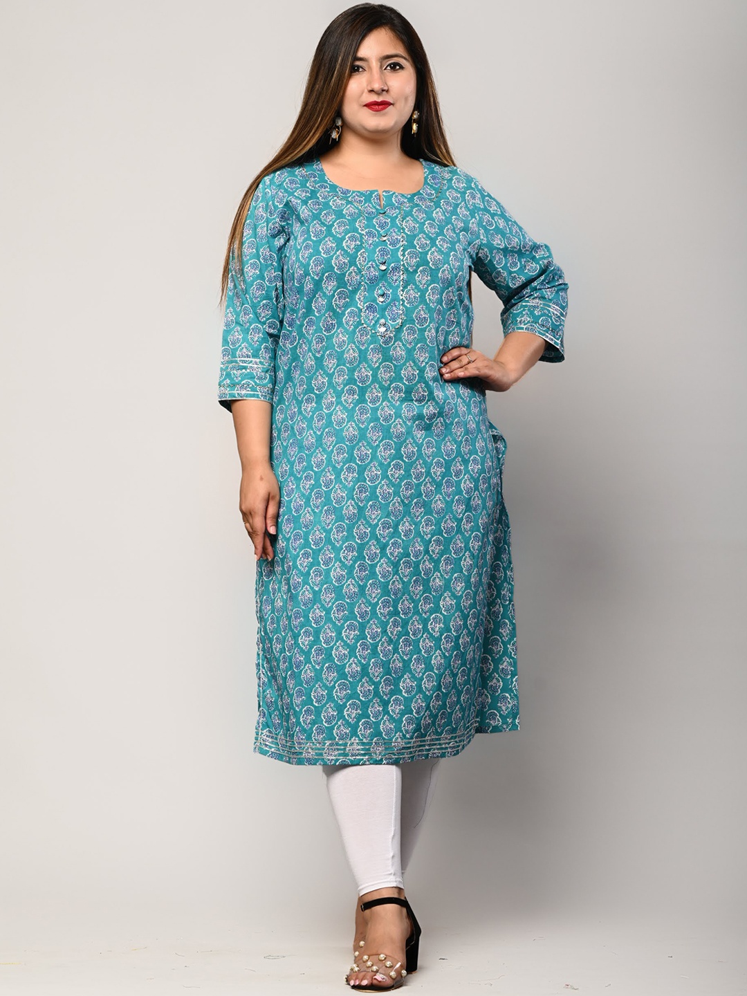 

Swasti Women Blue Ethnic Motifs Printed Floral Kurta